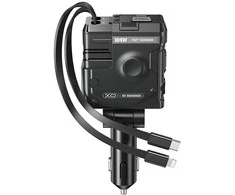 XO automobilinis įkroviklis CC66 104W 1x USB 1x USB-C juodas su kabeliu USB-C ir kabeliu Lightning
