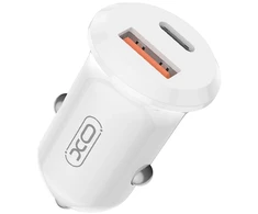 XO automobilinis įkroviklis CC69 PD 30W QC 1x USB 1x USB-C baltas