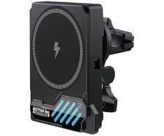 XO car holder SL14 with wireless inductive charger 25W juodas air vent with LED and cooling