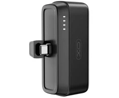 XO power bank mini PR244 20W 5000 mAh su Lightning jungtimi juodos spalvos