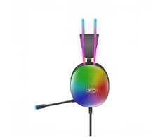 Ausinės XO XO ausinės su laidu GE11 jack 3,5mm - USB-A su lankeliu ant galvos juoda RGB mikrofon