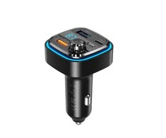 Automobilinis įkroviklis / FM siųstuvas XO BCC08 USB x2, USB-C, MP3, Bluetooth 5.0 (juodas)