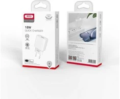 XO laidinis įkroviklis CE02D QC 3.0 18W 1x USB baltos spalvos + USB-C kabelis