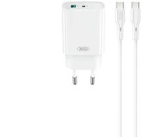 XO sieninis įkroviklis CE29 PD 20W 1x USB-C 1x USB baltas