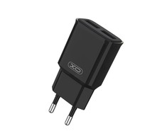 XO sieninis įkroviklis L92C 2x USB 2,4A juodas + USB-C laidas