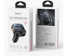 Siųstuvas FM Yesido BT5.3 - FM siųstuvas Y70 15W LED USB-2xA+C + MicroSD, Juodas / Juodas