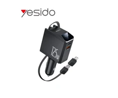 YESIDO automobilinis įkroviklis Y71 125W greitas įkrovimas 4in1 LED + C+iP laidas 65W juodas