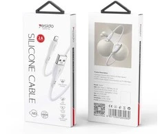 YESIDO SILICONE CABLE CA119 12W USB/LIGHTNING 1M 2,4A Baltas