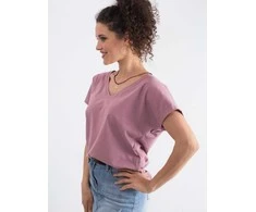Basic Feel Good T-shirt-RV-TS-4832.19P-ciemny rožinė