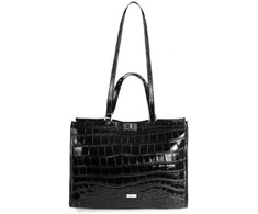 Elegant Leather Shopper Bag Solier FL63 Noirelle – Juodas