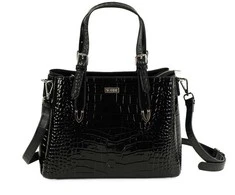 Elegant Leather Tote Shoulder Bag Solier FL45 Veloria – Juodas