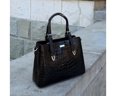 Elegant Leather Tote Shoulder Bag Solier FL45 Veloria – Juodas