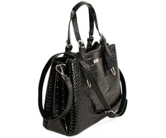 Elegant Leather Tote Shoulder Bag Solier FL45 Veloria – Juodas