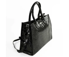 Elegant Women’s Leather Tote Bag Solier FL62 Silvana – Juodas