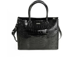 Elegant Women’s Leather Tote Bag Solier FL62 Silvana – Juodas