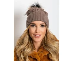 Kepurė Wool Fashion Italia Cap-AT-CZ-173501.44-tamsiai smėlio spalvos