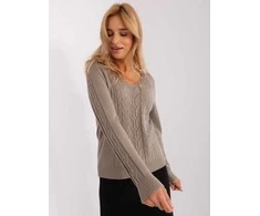 Wool Fashion Italia Megztinis-AT-SW-2329.98P-tamsiai smėlio spalvos