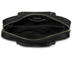 Gold Genuine leather woman s laptop bag FL25 juodas with snake pattern