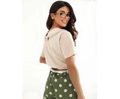 Italy Moda Bluzka-MI-BZ-3406.90-smėlio spalva