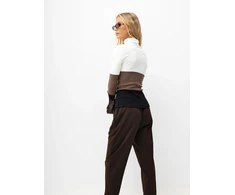 Italy Moda Kelnės-MI-SP-3533.94-ciemny ruda