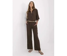 Italy Moda Kelnės-MI-SP-6560.73P-ciemny ruda