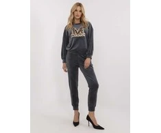 Italy Moda Veliūrinis laisvalaikio kostiumas moterims -DHJ-KMPL-8655-1,67-grafitas