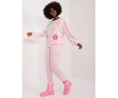Italy Moda Veliūrinis laisvalaikio kostiumas moterims -DHJ-KMPL-8655.05-šviesiai rožinis