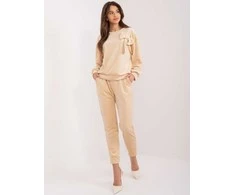 Italy Moda Veliūrinis laisvalaikio kostiumas moterims-DHJ-KMPL-8870.59-smėlio spalvos