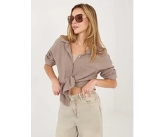 Italy Moda Koszula-MI-KS-2337.77-ciemny bezowy
