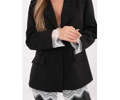 Italy Moda Švarkas moterims -IT-MA-FL9916-2.12P-juodai-sidabrinis