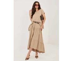 Italy Moda Spódnica-IT-SD-FL10325.01-camelowy