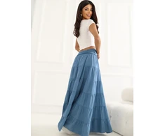 Italy Moda Spódnica-IT-SD-FL9357MSL.52-mėlyna