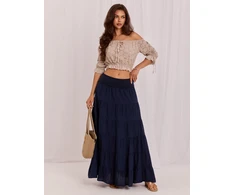 Italy Moda Spódnica-IT-SD-FL9357MSL.52-tamsiai mėlyna