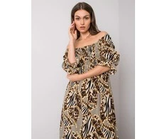 Italy Moda Suknelė-DHJ-SK-13965.71P-juoda-smėlio spalvos