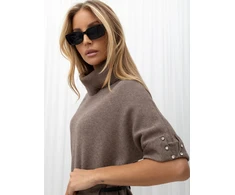 Suknelė Italy Moda Sukienka-IR-SK-YM925.84-ciemny bezowy