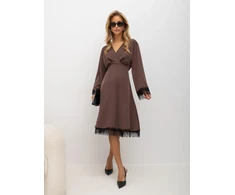 Italy Moda Sukienka-MI-SK-92477.18P-ciemny bezowy