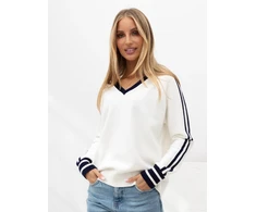 Italy Moda Sweter-IR-SW-G990.26-balta ir-tamsiai mėlyna