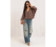 Italy Moda Sweter-MI-SW-3544.79-ciemny bezowy