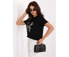 Italy Moda Marškinėliai moterims-IR-TS-R2699.67-juoda