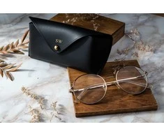 Solier Accessories Personalized genuine leather spectacle case Solier SA37 juodas