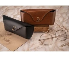 Solier Accessories Personalized genuine leather spectacle case Solier SA37 juodas