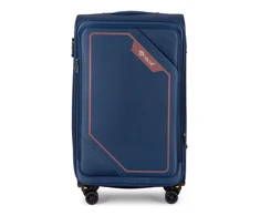 Kelioninis Solier Luggage Vidutinis lagaminas M 23 Solier SOFTFLEX STL2240 - mėlyna ir rudas