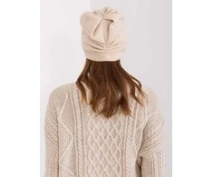 Kepurė Wool Fashion Italia Cap-AT-CZ-2329.79-smėlio spalvos