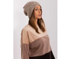 Kepurė Wool Fashion Italia Czapka-AT-CZ-2329.79-ciemny bezowy