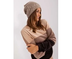 Kepurė Wool Fashion Italia Czapka-AT-CZ-2329.79-ciemny bezowy