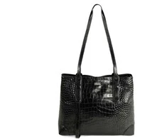 Large Leather Shopper Bag Solier FL56 Alen – Juodas