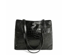 Large Leather Shopper Bag Solier FL56 Alen – Juodas