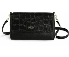 Leather Crossbody Bag with Double Strap Solier FL61 Livienne – Juodas