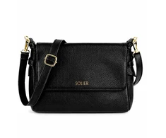 Leather Crossbody Shoulder Bag Solier FL52 Alessa – Juodas