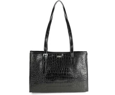 Leather Textured Shopper Shoulder Bag Solier FL55 Lune – Juodas